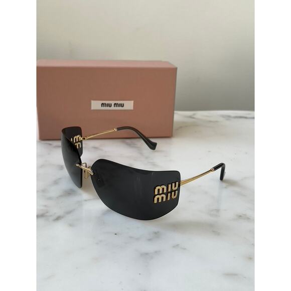 NEW Miu Miu MU54YS Dark Grey Shield Mask Sunglasses $610 - Picture 6 of 15